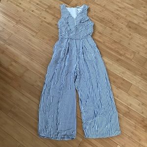Navy + White Striped Jumpsuit, Size XS